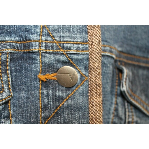 Venezia Womens Vintage Jean Trucker Jacket Rhinestones Fringe Coat Size L - Picture 5 of 8